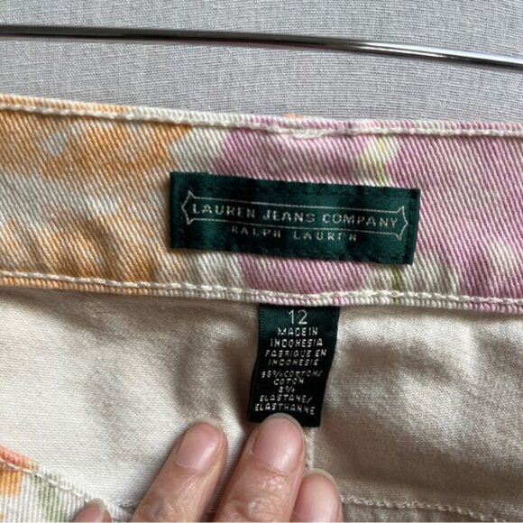 Lauren Jeans Co. Jeans Floral Denim Straight Leg Pockets Sz 12 - Picture 7 of 13